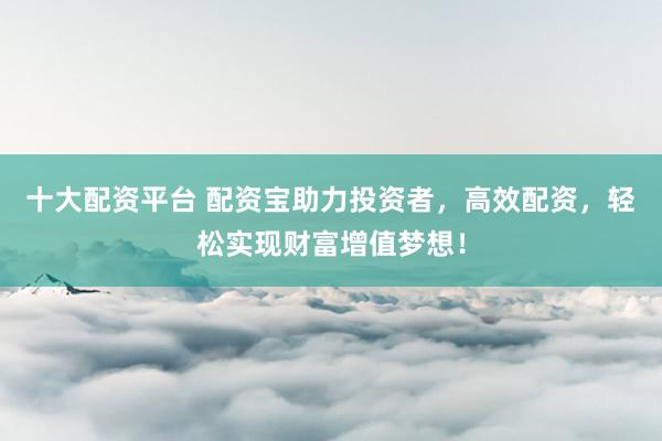 十大配资平台 配资宝助力投资者，高效配资，轻松实现财富增值梦想！