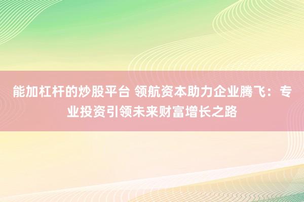 能加杠杆的炒股平台 领航资本助力企业腾飞：专业投资引领未来财富增长之路