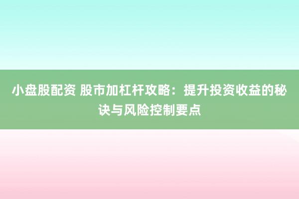 小盘股配资 股市加杠杆攻略：提升投资收益的秘诀与风险控制要点
