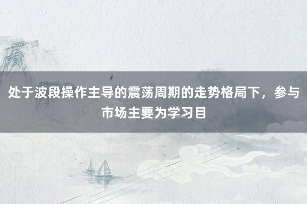 处于波段操作主导的震荡周期的走势格局下,参与市场主要为学习目