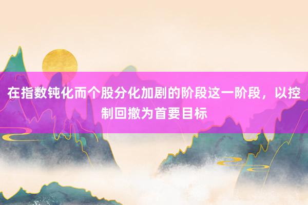 在指数钝化而个股分化加剧的阶段这一阶段，以控制回撤为首要目标