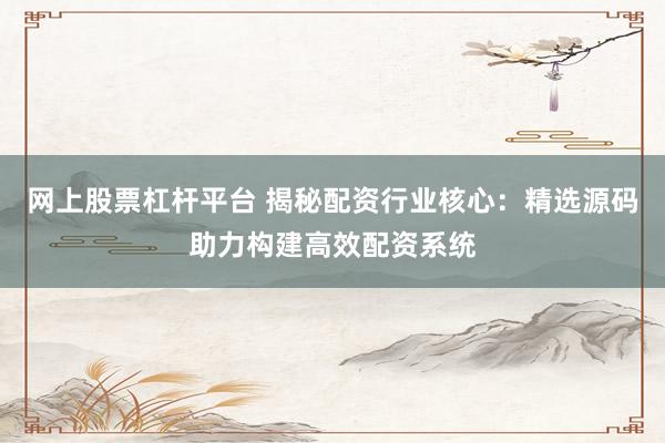 网上股票杠杆平台 揭秘配资行业核心：精选源码助力构建高效配资系统