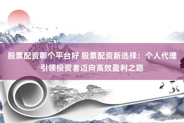 股票配资哪个平台好 股票配资新选择：个人代理引领投资者迈向高效盈利之路