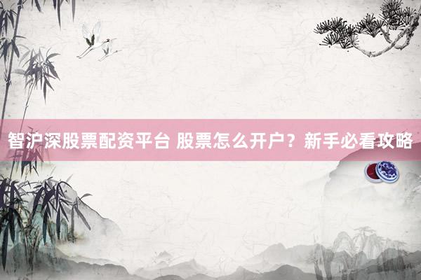 智沪深股票配资平台 股票怎么开户？新手必看攻略