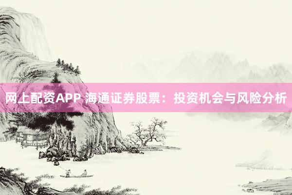 网上配资APP 海通证券股票：投资机会与风险分析