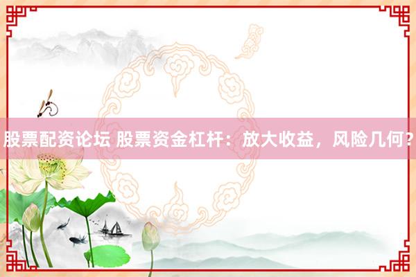 股票配资论坛 股票资金杠杆：放大收益，风险几何？