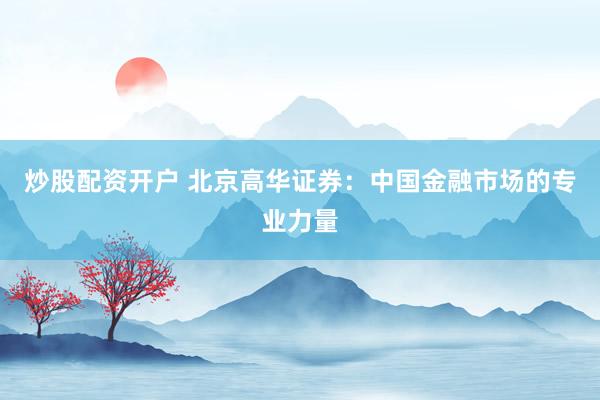 炒股配资开户 北京高华证券：中国金融市场的专业力量