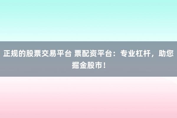 正规的股票交易平台 票配资平台：专业杠杆，助您掘金股市！